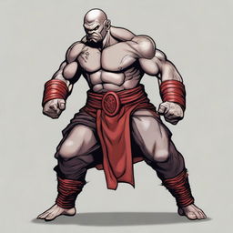 A Dungeons and Dragons Goliath race monk, depicted as a Muay Thai fighter