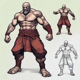 A Dungeons and Dragons Goliath race monk, depicted as a Muay Thai fighter