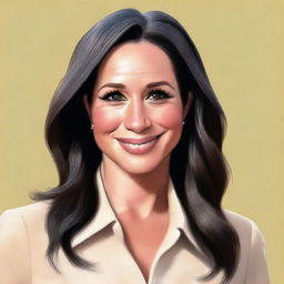 A realistic portrait of Meghan Markle, showcasing her elegant and regal presence