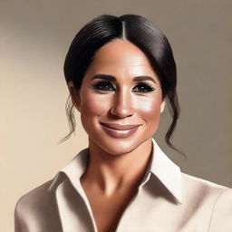 A realistic portrait of Meghan Markle, showcasing her elegant and regal presence