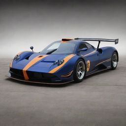 Pagani cars transformed into NASCAR racing vehicles, with a sleek aerodynamic shape, vibrant racing colors, logos, and tailored for high-speed track racing.