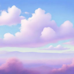 A serene landscape featuring a blue lilac sky with soft, pastel colors