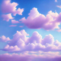 A beautiful scene featuring a blue lilac sky, with soft and dreamy clouds floating gently