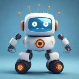 An adorable cartoon-style car robot ready for a competition, radiating an infectious energy that excites everyone around him.