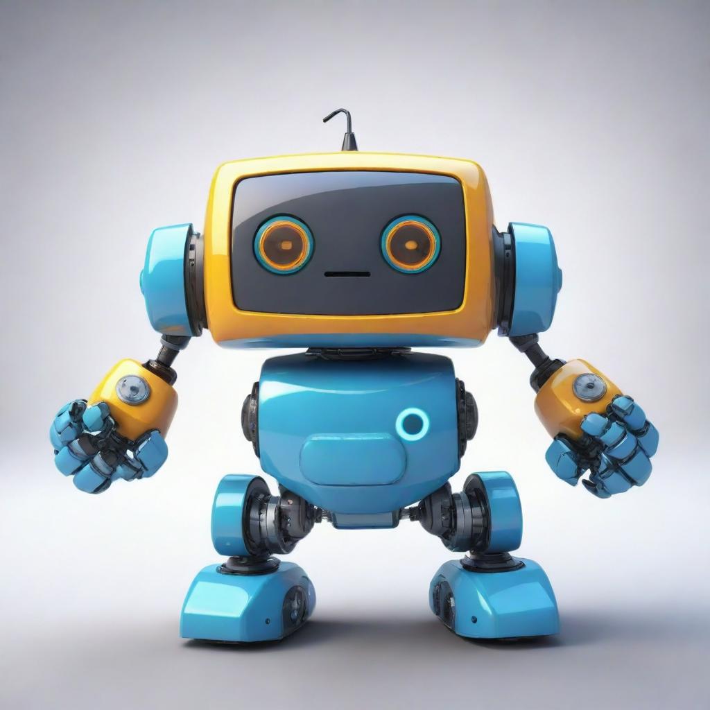 An adorable cartoon-style car robot ready for a competition, radiating an infectious energy that excites everyone around him.