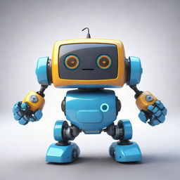 An adorable cartoon-style car robot ready for a competition, radiating an infectious energy that excites everyone around him.