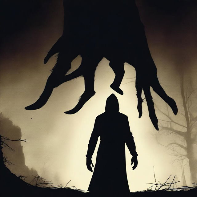 A movie poster featuring a shadow figure creature reaching towards the viewer with a menacing hand