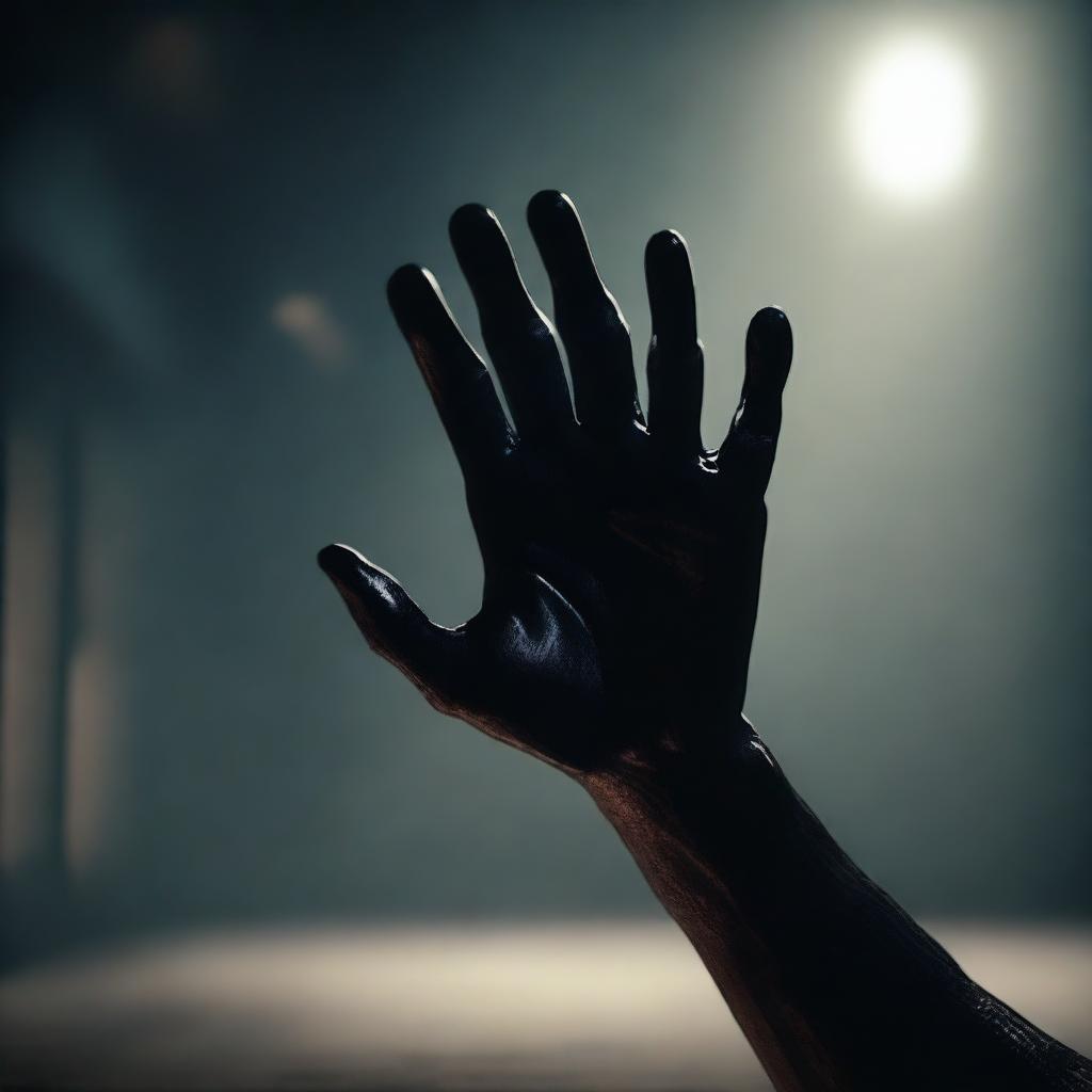 A dark entity in a 3D look reaching out its hand to grab you