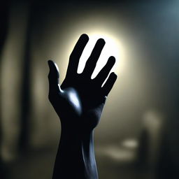 A dark entity in a 3D look reaching out its hand to grab you