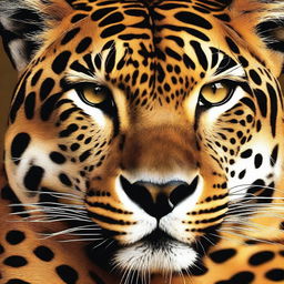 Create a detailed and high-resolution image focusing on the texture of a jaguar's fur