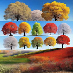 A beautiful photo of a year, capturing the essence of the seasons, with vibrant colors representing spring, summer, autumn, and winter