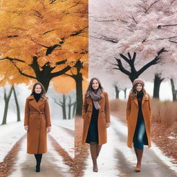 A beautiful photo capturing a woman's year, showing her journey through different seasons