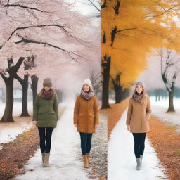 A beautiful photo capturing a woman's year, showing her journey through different seasons