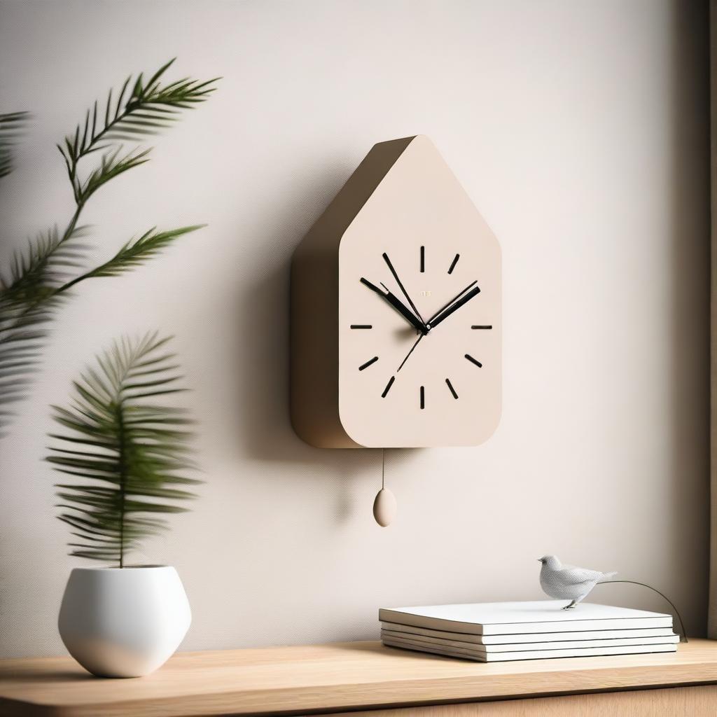 A modern cuckoo clock with a sleek and minimalist design