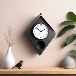 A modern cuckoo clock with a sleek and minimalist design