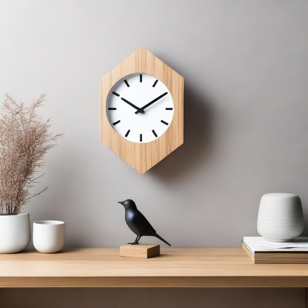 A modern cuckoo clock with a sleek and minimalist design