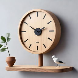 A modern cuckoo clock with a bird swinging