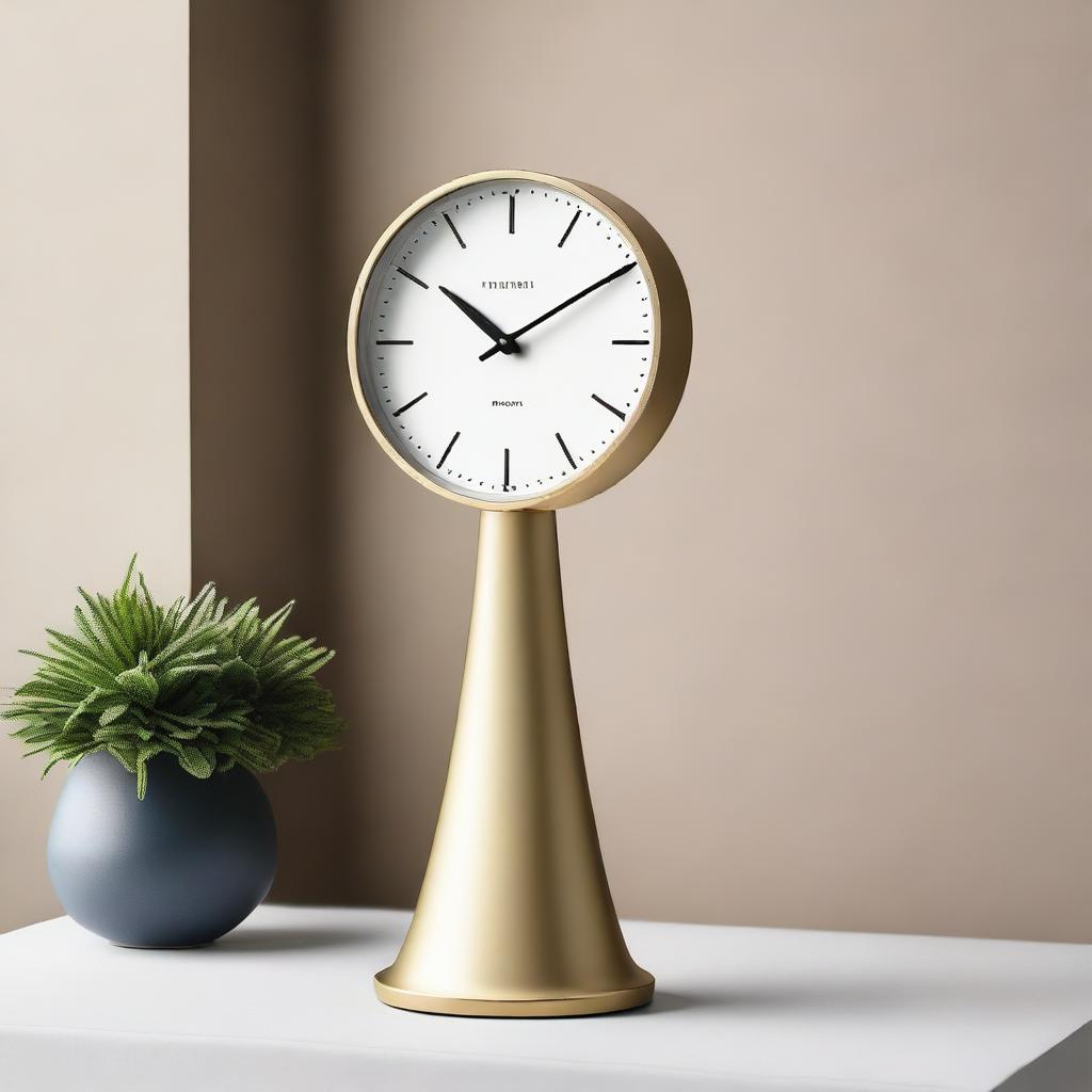 A sleek and modern pedestal clock with a tall, slim design