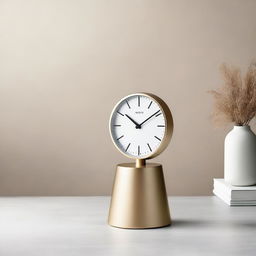 A sleek and modern pedestal clock with a tall, slim design