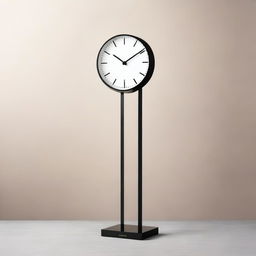 A sleek and modern pedestal clock with a tall, slim design, standing at 1