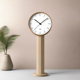 A sleek and modern pedestal clock with a tall, slim design, standing at 1