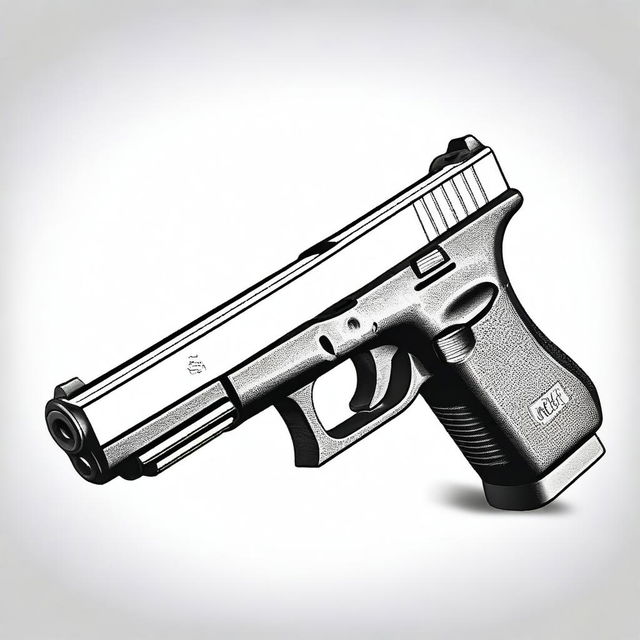 A detailed illustration of a Glock pistol, showcasing its sleek design and features