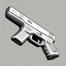 A detailed illustration of a Glock pistol, showcasing its sleek design and features