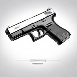 A detailed illustration of a Glock pistol, showcasing its sleek design and features