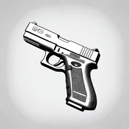 A detailed illustration of a Glock pistol, showcasing its sleek design and features