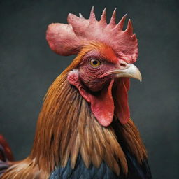 A robust and fierce rooster depicted in gritty digital artwork