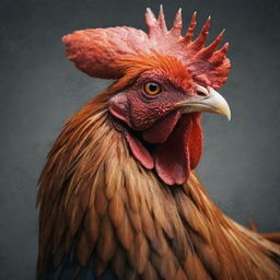 A robust and fierce rooster depicted in gritty digital artwork