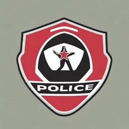 Design a 2D police logo that is simple yet authoritative, featuring a police officer as part of the design