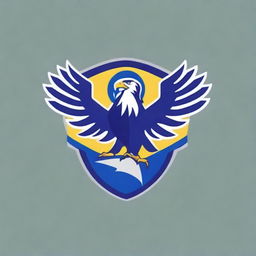 Create a 2D police logo featuring an eagle with its wings spread wide