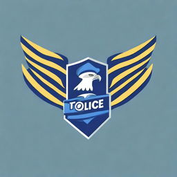 Create a 2D police logo featuring an eagle with its wings spread wide