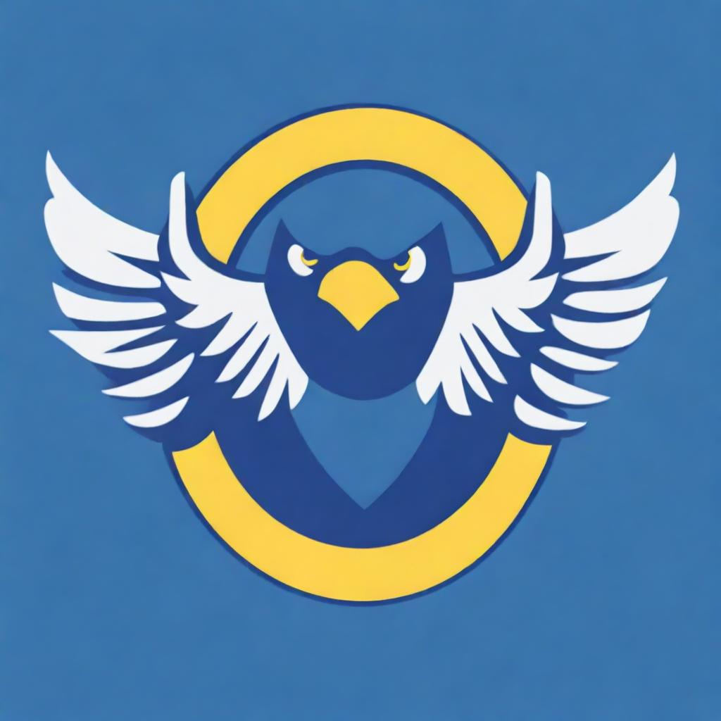 Create a 2D police logo featuring an eagle with its wings spread wide