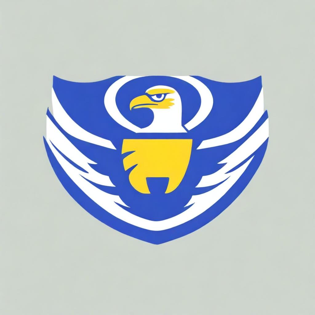 Create a 2D police logo featuring an eagle with its wings spread wide, integrated with a camera