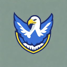 Create a 2D police logo featuring an eagle with its wings spread wide, integrated with a camera