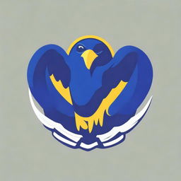 Create a 2D police logo featuring an eagle with its wings spread wide, integrated with a camera