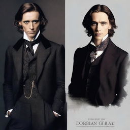 Create an image featuring Dorian Gray (Harris Dickinson) in a central and prominent position