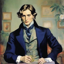 Illustrate the remarkable charm and beauty of Dorian Gray, focusing on Basil Hallward's portrait of him