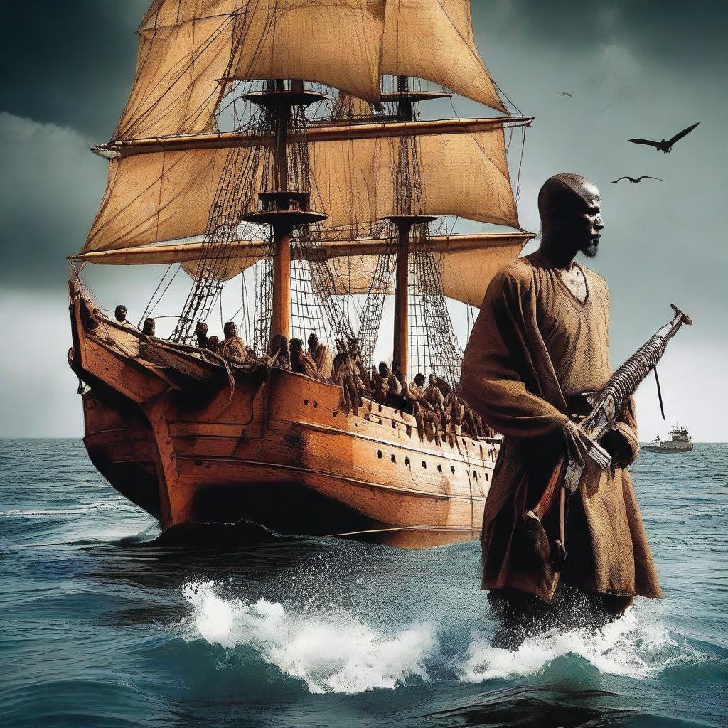 A movie poster titled 'Pirates of the Somali Lands' set in the early 21st century