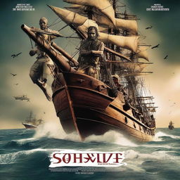 A movie poster titled 'Pirates of the Somali Lands' set in the early 21st century