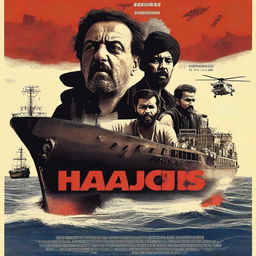 A movie poster titled 'Houthies and the Hijacking of a Cargo Ship'