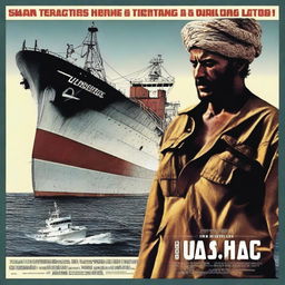 A movie poster titled 'Houthies and the Hijacking of a Cargo Ship'