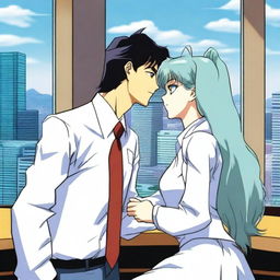 A modern, tense, and dramatic scene featuring Kagome and Sesshoumaru