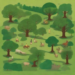 A detailed illustration showcasing various agroforestry models in Assam, India