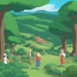 An animated illustration showcasing various agroforestry models