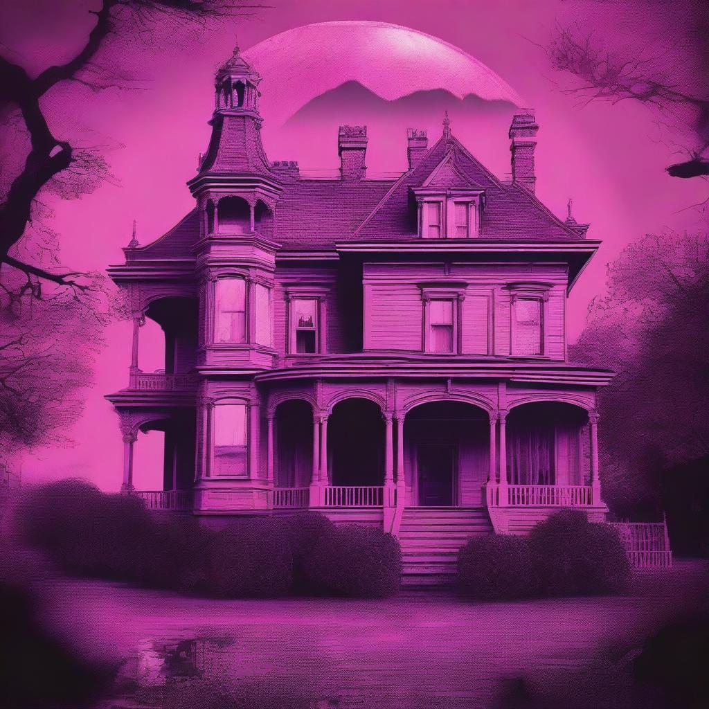 A horror film poster featuring an old Victorian mansion