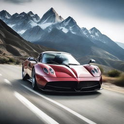 A detailed image of a Pagani Huayra featuring a roof intake