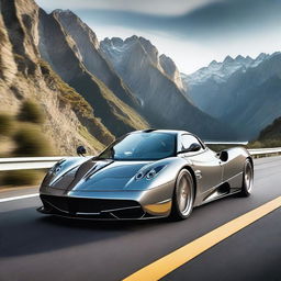 A detailed image of a Pagani Huayra featuring a roof intake